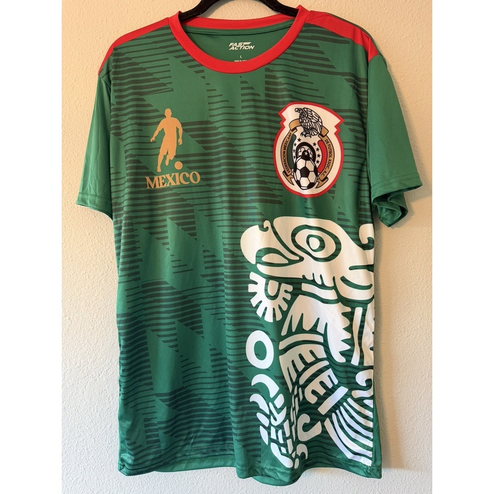Mens Fast Action Size Large Mexico Soccer Futbol Shirt Jersey Green NWOT